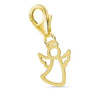 mini klein Goldene Schutzengel Karabiner Charm Anhänger für Bettelarmband aus 925 Sterling-Silber