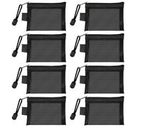 Mini Kulturbeutel mit Reißverschluss, Kleine Schwarz Netz Geldbörse Kosmetikkoffer Aufbewahrung Tasche, Tragbare Reise Organizer for Lippenstift, Datenkabel, Kopfhörer Reise Zubehör (8 Stück)