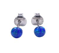 Mini Lab Opal Ohrstecker aus 925 Sterling Silber 4mm Ohrringe für Damen und Mädchen (Blau)