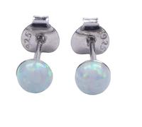 Mini Lab Opal Ohrstecker aus 925 Sterling Silber 4mm Ohrringe für Damen und Mädchen (Weiß)