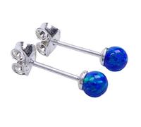 Mini Lab Opal Perlen Ohrstecker aus 925 Sterling Silber 4mm Ohrringe für Damen und Mädchen (Blau)