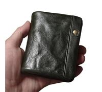 Mini-Münzgeldbörse Retro Leder Kurze Brieftasche Männer Und Frauen Bifold Geldscheinklammer Kreditkarteninhaber Mit Reißverschluss Münzfach Kleine Geldbörse(Green)