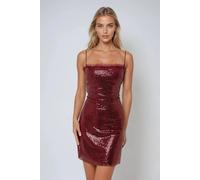 Mini-Pailletten-Kleid im Bodycon-Stil mit quadratischem Kragen XS