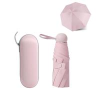 Mini Regenschirm, 6 Rippen Taschenschirm, UV Faltender Sonnenschutz Regenschirm Knirps Mini Ultralight für Sonne Und Regen (Rosa)