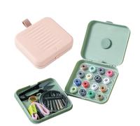 Mini-Reise-Nähset, Basis-Nähzubehör mit Fäden, Nadeln, Schere, Fingerhut, Lineal für Zuhause, Reisen, Notfall, kompakter Anfänger (in rosa und grüner Box)