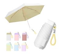 Mini Reise Regenschirm Macaron-Stil Faltender Mit Geflochtener Lanyard Schlüsselanhänger Und Flacher Schirmgriff,UV-Schutz Taschenschirm UPF 50+,Sonnenschutz,Damen Kinder,Leicht Kompakt,Sonnen Regen