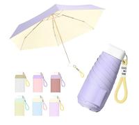 Mini Reise Regenschirm Macaron-Stil Faltender Mit Geflochtener Lanyard Schlüsselanhänger Und Flacher Schirmgriff,UV-Schutz Taschenschirm UPF 50+,Sonnenschutz,Damen Kinder,Leicht Kompakt,Sonnen Regen