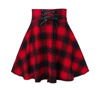 Mini Rock Karneval Damen Mädchen Faltenrock Party A-Linie Gothic Rock Kariert Plaid Rock Plissee Minirock Schulmädchen Rock Gothic Skirt Hohe Taille Rock Vielseitige Dehnbaren Informell Skaterrock