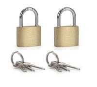 Mini-Schloss mit Schlüssel, für Gepäck, Koffer, Rucksack, Koffer, verstärkte Sicherheit auf Reisen, Vorhängeschloss aus Stahl und Messing, goldfarben, 2 Stück