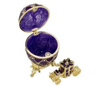 Mini Schmuckdose in Ei-Form 7 cm lila aufklappbares Deko Schmuckei mit Kutsche