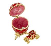 Mini Schmuckdose in Ei-Form 7 cm rotes aufklappbares Deko Schmuckei mit Kutsche