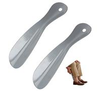 Mini Schuhlöffel aus Metall, 18 cm Schuhanzieher Edelstahl im 2er Set Schwarz, kurzer Reise Schuhlöffel für Sneaker, Lederschuhe, Stiefel, High Heels, praktischer Schuhanzieher für Damen Herren Kinder