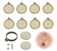 Mini Stickrahmen 10 Stück Holz Stickrahmen Ring Runder aus Holz Stickerei Runde Holzreifen Kreuzstich Ring Rahmen DIY Halskette Anhänger Für Basteln Sticken Nähen Handwerk DIY Deko Schmuckherstellung