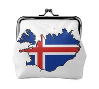 Mini-Tasche mit Island-Flagge, bedruckt, Mikrofaser, PU-Leder, Kussschloss, Mini-Tasche für Lippenstift, Schlüsselwechsel