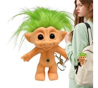 Mini Troll Schlüsselanhänger 10cm - Lustiger Glückstroll Mit Buntem Haar | Vintage Spielzeug Anhänger Für Kinder Und Erwachsene | Nostalgisches Sammlerstück Der 80er Jahre
