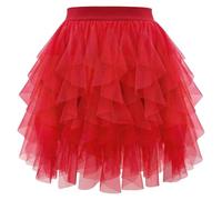 Mini Tüllrock Damen Hoch Taille Unregelmäßiger tüllrock Karneval Kostüm Unterrock