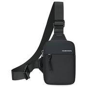 Mini-Umhängetasche für Herren, kleine Umhängetasche, Damen, Bauchtasche, lässig, Handy-Brusttasche, wasserdicht, schmal, persönliche Tasche, Rucksack für Reisen, Wandern, Schwarz, Small, Lässiger