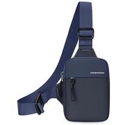 Mini-Umhängetasche für Herren, kleine Umhängetasche, Damen, Bauchtasche, lässig, Handy-Brusttasche, wasserdicht, schmal, persönliche Tasche, Rucksack für Reisen, Wandern, Blau, Small, Lässiger