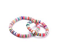 Miniblings 2er Set Perlenarmband Armband Glücksarmband Mutter und Kind bunt Regenbogen Vinyl Beads - Origineller Modeschmuck - Damen Mädchen