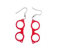 Miniblings Brille Woody Ohrringe Hänger Nerd Optiker Hipster Retro rot - Handmade Modeschmuck I Ohrhänger Ohrschmuck versilbert