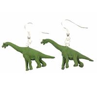 Miniblings Dinosaurier Brachiosaurus Ohrringe Dino Gummi Pflanzenfresser grün - Handmade Modeschmuck I Ohrhänger Ohrschmuck versilbert