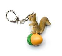 Miniblings Eichhörnchen Schlüsselanhänger Klettertier Kinder Hörnchen Baby Tiere Braun auf Eichel sitzend - Handmade Modeschmuck I Anhänger Schlüsselring Schlüsselband Keyring