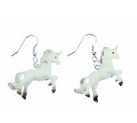 Miniblings Einhorn Ohrringe Hänger Unicorn Fantasy Pferd Pony Gummi weiß - Handmade Modeschmuck I Ohrhänger Ohrschmuck versilbert