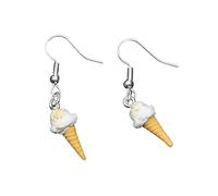 Miniblings Eis Waffeleis Ohrringe Hänger Eiscreme Fruchtmix Stracciatella weiß - Handmade Modeschmuck I Ohrhänger Ohrschmuck versilbert