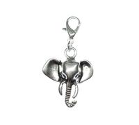 Miniblings Elefanten Kopf Charm Elefant Zoo Tier Zootier Elefant Big Five silber - Zipper Pull - Handmade Modeschmuck I Kettenanhänger versilbert - Bettelanhänger Bettelarmband - Anhänger für Armband