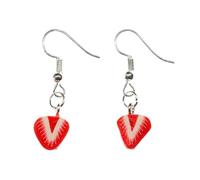 Miniblings Erdbeer Ohrringe Hänger Frucht Obst Beere Erdbeeren Scheibe rot - Handmade Modeschmuck I Ohrhänger Ohrschmuck versilbert