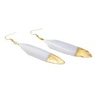 Miniblings Feder Ohrringe Hänger Vogelfeder Vogel Fliegen Boho Hippie Weiß Gold - Handmade Modeschmuck I Ohrhänger Ohrschmuck vergoldet