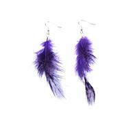 Miniblings Federohrringe Ohrringe Federn lila Feder Hippie 8cm Punkte Polka Dots lila - Handmade Modeschmuck I Ohrhänger Ohrschmuck versilbert