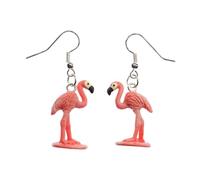 Miniblings Flamingo Ohrringe Hänger 25mm Sommer Party Vogel Kinder Gummi - Handmade Modeschmuck I Ohrhänger Ohrschmuck versilbert