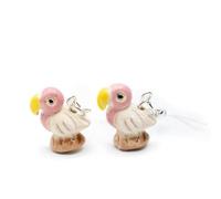 Miniblings Flamingo Ohrringe Hänger Vogel Kinder Handarbeit Keramik beige-pink - Handmade Modeschmuck I Ohrhänger Ohrschmuck versilbert