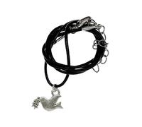 Miniblings Friedenstaube flach Halskette - Handmade Modeschmuck I Kette Weltfrieden Taube Peace - Echte Lederkette Leder