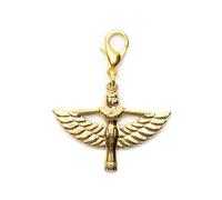 Miniblings Isis Figur Charm Anhänger Ägypten ägyptische Göttin Flugfigur gold - Handmade Modeschmuck I Kettenanhänger versilbert - Bettelanhänger Bettelarmband - Anhänger für Armband