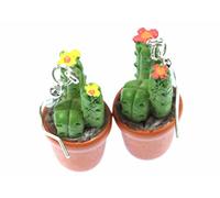 Miniblings Kaktus Kakteen Topfpflanze Ohrringe Hänger Blüten dreistämmig 3D - Handmade Modeschmuck I Ohrhänger Ohrschmuck versilbert
