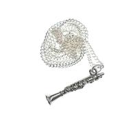 Miniblings Klarinetten Musik Halskette - Handmade Modeschmuck I Kette mit Anhänger Länge: 45cm Flöte Silber klein
