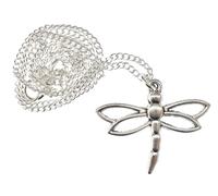 Miniblings Libelle Kette 45cm Halskette Anhänger Insekt Libellen Silbern Metall - Handmade Modeschmuck - Gliederkette versilbert