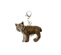 Miniblings Luchs Charm Charms Tiere Katze Keramik 23mm - Handmade Modeschmuck I Kettenanhänger versilbert - Bettelanhänger Bettelarmband - Anhänger für Armband