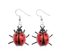 Miniblings Marienkäfer Ohrringe Hänger Gummi 25mm Insekten rot Käfer - Handmade Modeschmuck I Ohrhänger Ohrschmuck versilbert