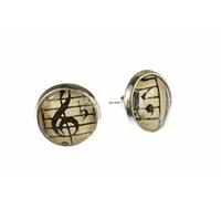 Miniblings Notenschlüssel Ohrstecker Cabochon Violinschlüssel Noten Musik 12mm - Handmade Modeschmuck I Ohrringe Stecker Ohrschmuck