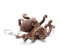 Miniblings Oktopus Schlüsselanhänger Tintenfisch Krake Kraken XL braun weiße Noppen - Handmade Modeschmuck I Anhänger Schlüsselring Schlüsselband Keyring