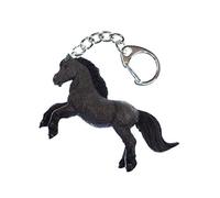 Miniblings Pferd Rappe Hengst Schlüsselanhänger Araber Fell Pony - Handmade Modeschmuck I Anhänger Schlüsselring Schlüsselband Keyring - Pferd Rappe Hengst