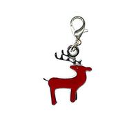 Miniblings Rentier Charm Weihnachten Hirsch Elch rot emailliert - Handmade Modeschmuck I Kettenanhänger versilbert - Bettelanhänger Bettelarmband - Anhänger für Armband