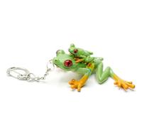 Miniblings Rotaugenlaubfrosch mit Baby Frosch grün - Handmade Modeschmuck I Anhänger Schlüsselring Schlüsselband Keyring