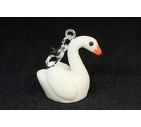 Miniblings Schwan Charm Zipper Pull Ente Gans Schwäne Wasservogel weiß - Handmade Modeschmuck I Kettenanhänger versilbert - Bettelanhänger Bettelarmband - Anhänger für Armband