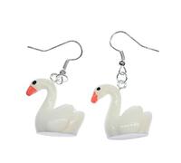 Miniblings Schwan Ohrringe Hänger Ente Entenvogel Gans Schwäne weiß 3D - Handmade Modeschmuck I Ohrhänger Ohrschmuck versilbert
