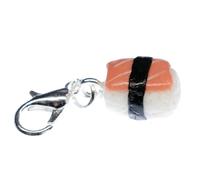 Miniblings Sushi Charm Nigiri Fisch Essen Japan Japanische HELLBRAUN - Handmade Modeschmuck I Kettenanhänger versilbert - Bettelanhänger Bettelarmband - Anhänger für Armband