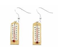 Miniblings Thermometer Ohrringe Hänger Sommer Wetter Arzt Medizin Holz 30mm - Handmade Modeschmuck I Ohrhänger Ohrschmuck versilbert